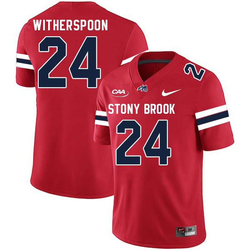 Stony Brook Seawolves #24 Jaxon Witherspoon College Football Jerseys Stitched Sale-Red